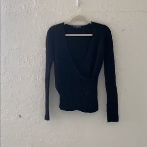 Black open v neck